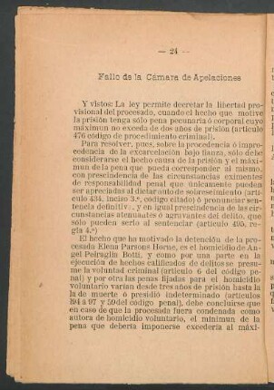 Fallo de la Cámara de Apelaciones