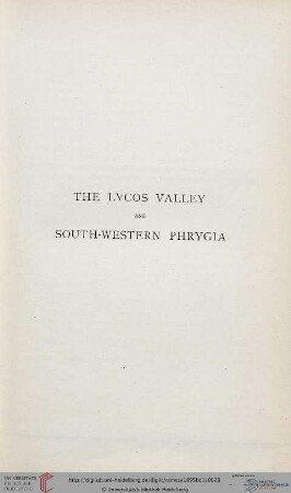 The Lycos Valley and South-Western Phaygia