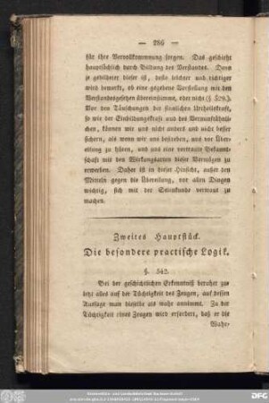 Zweites Hauptstück. Die besondere practische Logik.