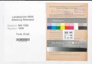 Entnazifizierung Ernst Funk , geb. 16.03.1905 ()