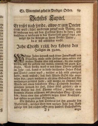 Sechstes Capitel. Er reiset nach Lerida, allwo er zum Doctor creirt wird ; [...]