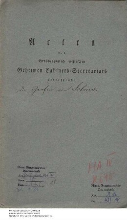 Solms-Hohensolms-Lich, [Friedrich] Alexander Fürst v., preußischer Generalmajor