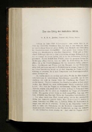 Über den Erfolg des Anhäufelns 1913/14