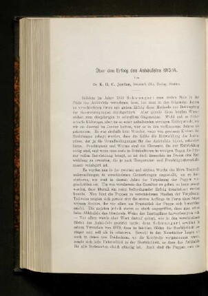 Über den Erfolg des Anhäufelns 1913/14