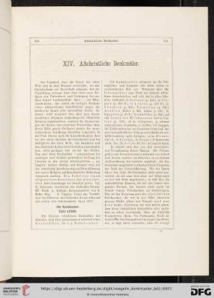 XIV. Altchristliche Denkmäler [Tafel LXXXI - LXXXVI]