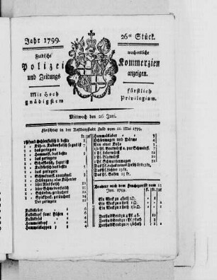 26tes Stück, Ausgabe vom 26. Juni 1799