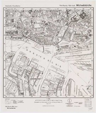 Internationale Gartenbauausstellung (IGA) 1973, Hamburg: Wettbewerbsunterlage: Deutsche Grundkarte Michaeliskirche 1:2500