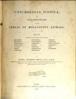 Conchologia iconica: or, illustrations of the shells of molluscous animals. XV