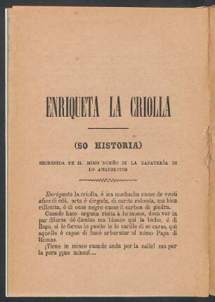 Enriqueta la criolla : (so historia)