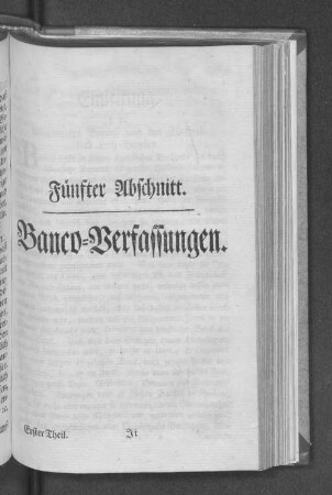 Fünfter Abschnitt. Banco=Verfassungen.