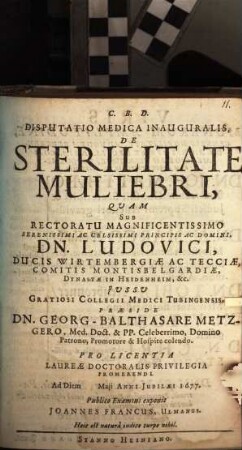 Disp. med. inaug. de sterilitate muliebri