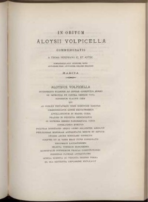 IN OBITUM ALOYSII VOLPICELLA
