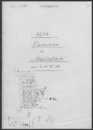 Alpirsbach mit Rötenbach, Reutin und Unterehlenbogen: Visitationsbericht mit Pfarrbericht 1956