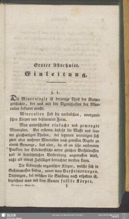 Erster Abschnitt. Einleitung