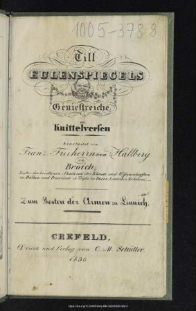 Till Eulenspiegels Geniestreiche, in Knittelversen