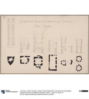 Koblenz. Ruine Stolzenfels. Grundrisse der ehemaligen Vorwerke und Durchschnitte der einzelnen Gebäude