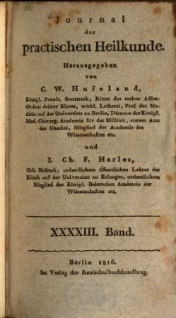 Journal der practischen Heilkunde. 43 = Bd. 36. 1816