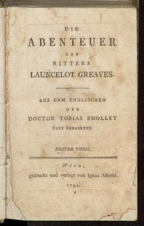 1: The life and adventures of Sir Launcelot Greaves