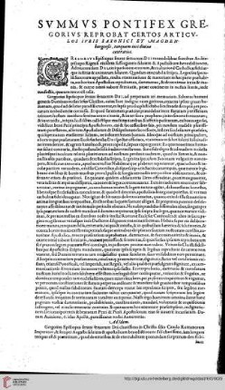 Summus Pontifex Gregorius...