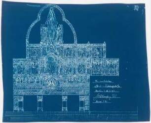 Kirche mit Innenausstattung und Pfarrhaus, Schlesiengrube: Ansicht des Hochaltars 1:20