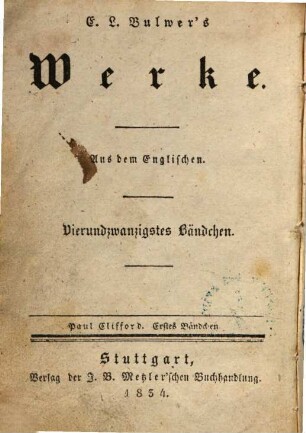 E. L. Bulwer's Werke, 24/30.. Paul Clifford