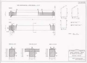 Planfreie Straßenkreuzung im Havelland Schinkelwettbewerb 1994: Position 2: Spannbetonquerträger, Schlaffe Bewehrung, Schnitte 1:25