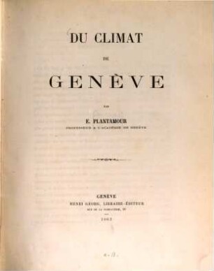 Du climat de Genève