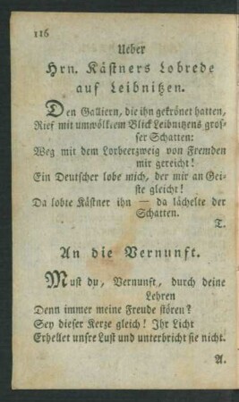 An die Vernunft.