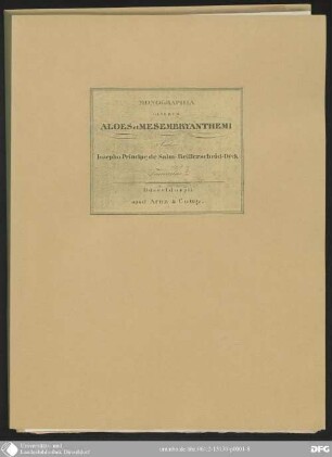 Fasciculus 1: Monographia generum Aloes et Mesembryanthemi