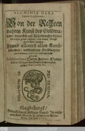Alchimia Vera Lapidis Philosophorum
