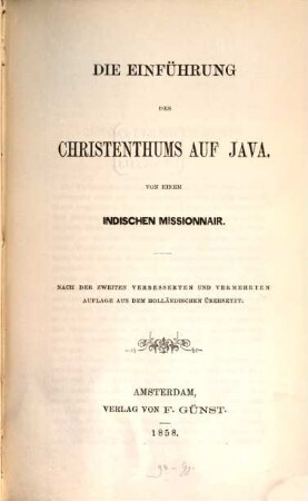 Die Einführung des Christenthums auf Java