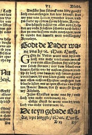 Godt de Vader wane vns by [et]c. Mar. Luth.
