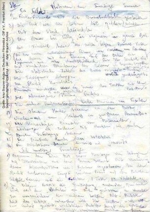 Anmerkungen zum Drehbuch von Artur Brauner (handschriftliches Original und Abschrift)