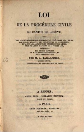 Loi de la procédure civile du canton de Genève