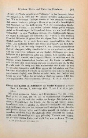 269-271 [Rezension] Schnürer, Gustav, Kirche und Kultur im Mittelalter, Band 2