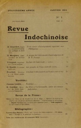 Janvier 1911. No. 1