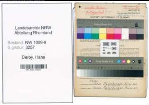 Entnazifizierung Hans Deroy , geb. 06.02.1903 (Schneider)