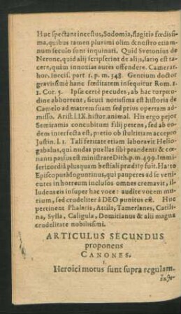 Articulus Secundus proponens Canones.