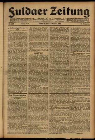Erste Ausgabe vom Mittwoch, den 08. Oktober 1913.