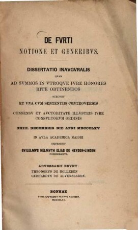 De furti notione et generibus : Diss. inauguralis