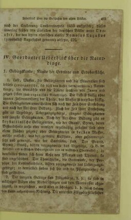 IV. Geordneter Ueberblick über die Naturdinge