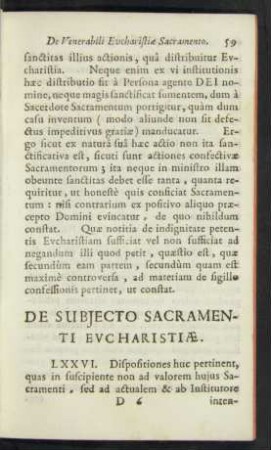 De Subiecto Sacramenti Eucharistiae.