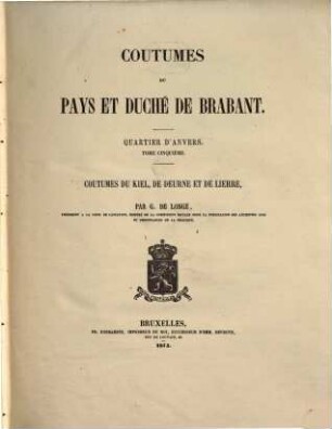 Coutumes du pays et duché de Brabant : Quartier d'Anvers, 5