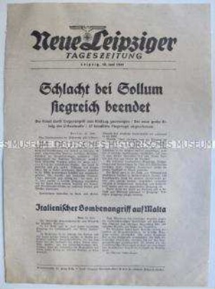 Extrablatt der "Neuen Leipziger Tageszeitung" zum Sieg der deutschen Wehrmacht bei Sollum/Ägypten