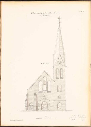 Katholische Kirche, Poppelau: Vorderansicht 1:100