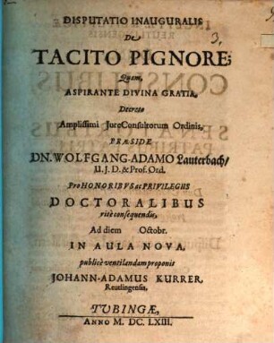 Disp. inaug. de tacito pignore