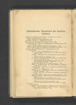 Alphabetisches Verzeichnis der benutzten Literatur.