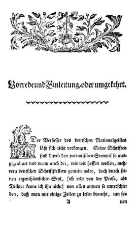 Vorrede und Einleitung, oder umgekehrt.