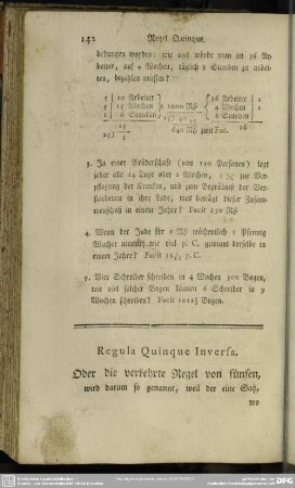 XII. Regula Quinque inversa, oder die verkehrte Regel von fünfen