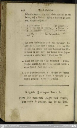 XII. Regula Quinque inversa, oder die verkehrte Regel von fünfen